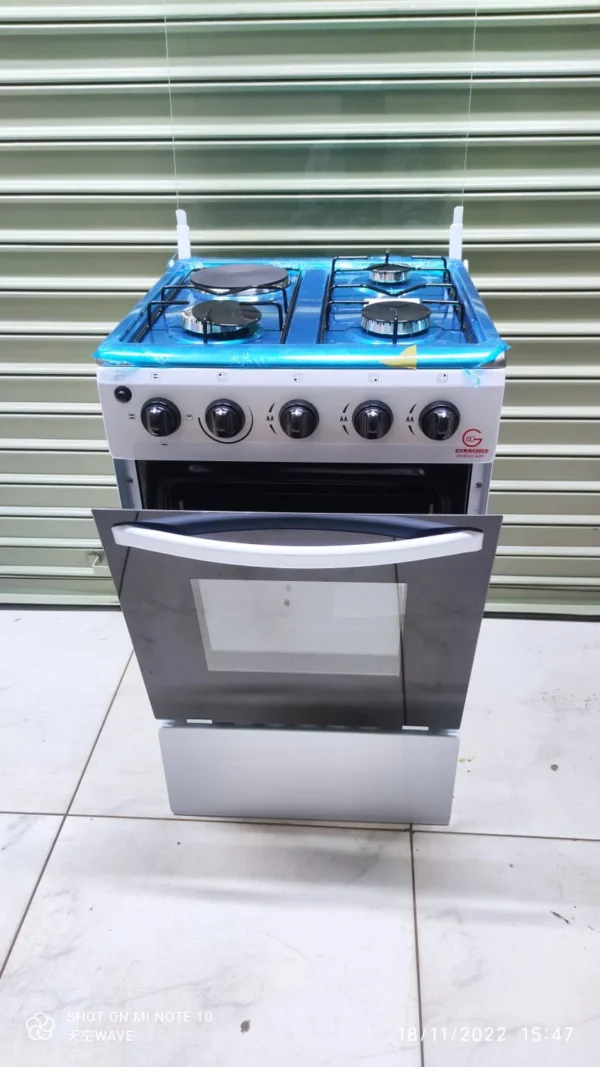 Eurochef 60×60 Standing Cooker with 4 Gas Burners, 1 Electric Hot Plate, and Large Oven - Image 2